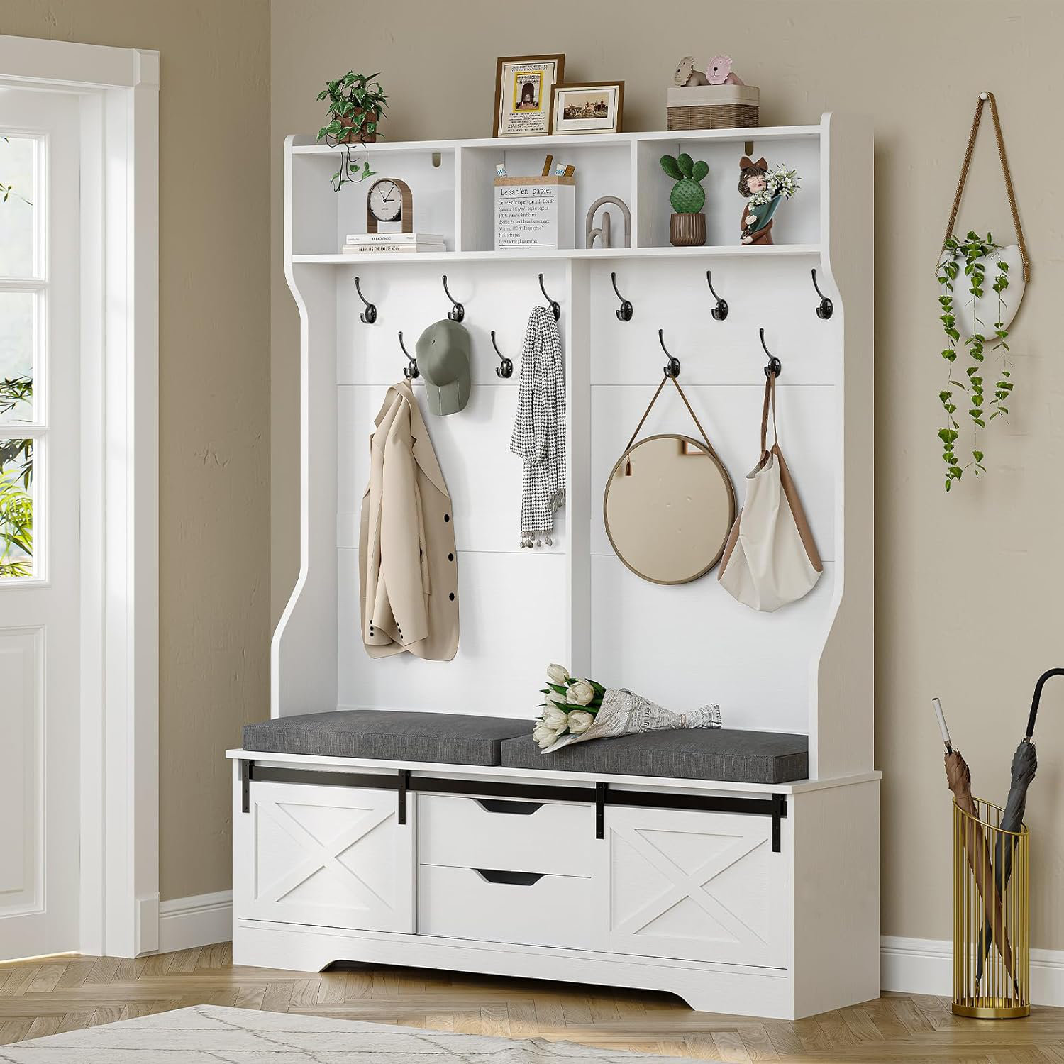 August Grove® Maci Hall Tree with Bench and Shoe Storage